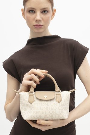 Benetton Bej Kadın Monogram Çapraz Çanta BNT 1833