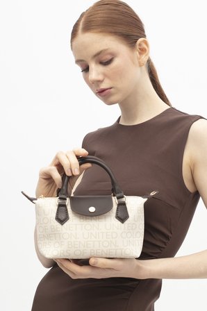 Benetton Kahverengi Kadın Monogram Çapraz Çanta BNT 1833