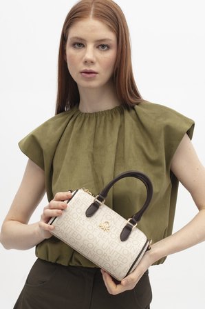 Benetton Kahverengi Monogram Kadın Kol Çantası BNT 1805