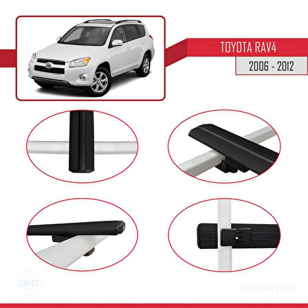 Toyota RAV4 III (XA30) 2006-2012 Arası ile Uyumlu BASIC Model Ara Atkı Tavan Barı Siyah 2 Adet