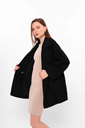 Siyah - Teddy Buklet Ceket