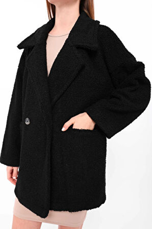 Siyah - Teddy Buklet Ceket
