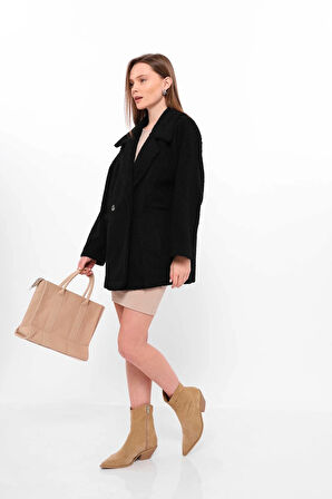 Siyah - Teddy Buklet Ceket