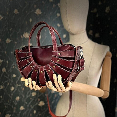 CARIDEA El Yapımı Hakiki Deri Bayan Çanta, Clutch, El Omuz Çantası v38
