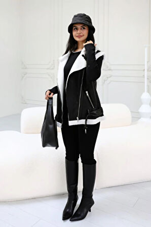 Siyah - Kürklü Süet Yelek