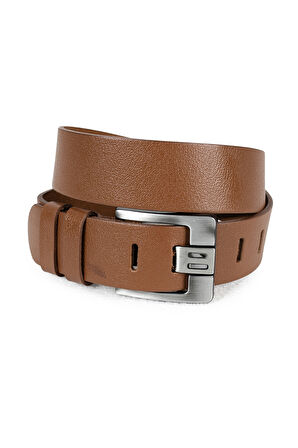 Erkek Taba Kalın Dilli Deri Spor Kemer