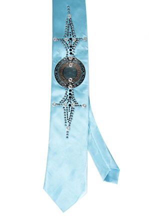 DeepSEA Mavi Armalı Taşlı Mendilsiz Erkek Kravat 2107516