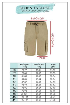 DeepSea Erkek Camel Likralı Gabardin Modern Fit Kargo Kapri Şort – Çok Cepli Yazlık Rahat Kesim Şort 2002014