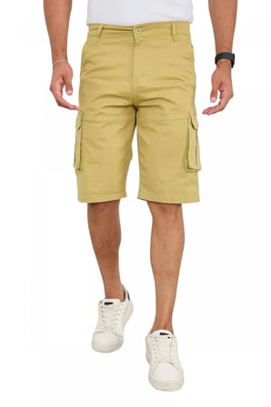 DeepSea Erkek Camel Likralı Gabardin Modern Fit Kargo Kapri Şort – Çok Cepli Yazlık Rahat Kesim Şort 2002014