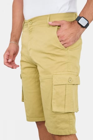 DeepSea Erkek Camel Likralı Gabardin Modern Fit Kargo Kapri Şort – Çok Cepli Yazlık Rahat Kesim Şort 2002014