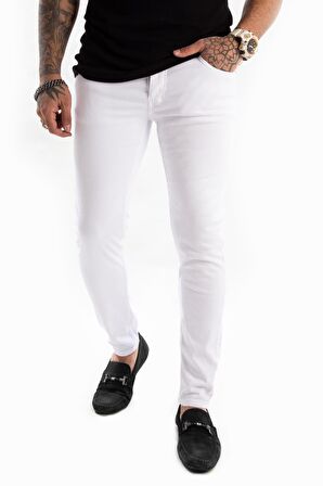 Beyaz Skinny Fit-Ultra Dar Kesim Erkek Kot Pantolon 2004157