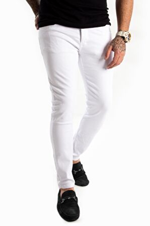 Beyaz Skinny Fit-Ultra Dar Kesim Erkek Kot Pantolon 2004157