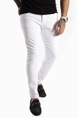 Beyaz Skinny Fit-Ultra Dar Kesim Erkek Kot Pantolon 2004157