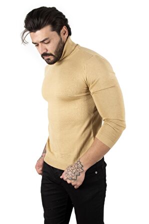 DeepSEA Camel Balıkçı Yaka Camel Düz Kazak 2002292