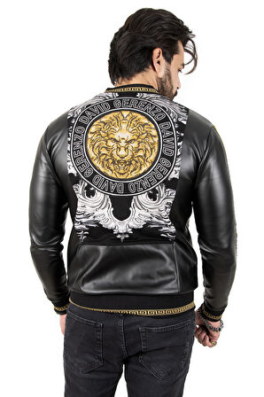 DeepSEA Erkek Siyah Etnik Desen Suni Deri Mont 2210350