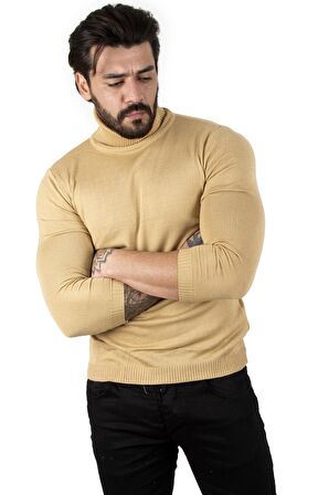DeepSEA Camel Balıkçı Yaka Camel Düz Kazak 2002292