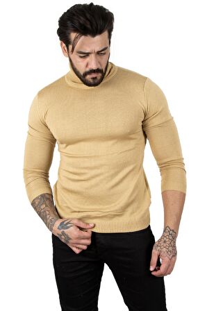 DeepSEA Camel Balıkçı Yaka Camel Düz Kazak 2002292