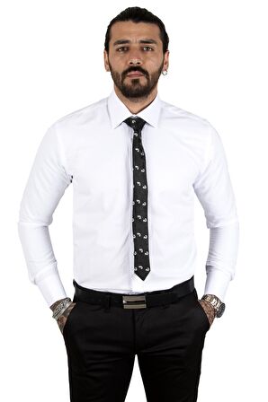 DeepSEA Erkek Beyaz Dar Kesim Uzun Kollu Kol Düğmeli Gömlek 2209615