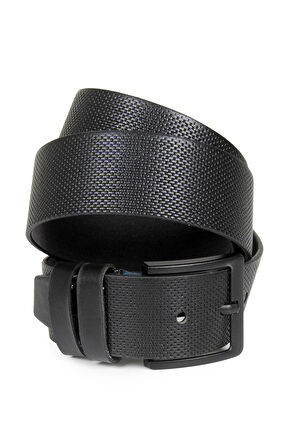 DeepSEA Erkek Siyah Nokta Desenli Demir Tokalı Erkek Kemer 2305574