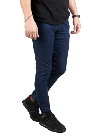 DeepSEA Erkek Lacivert Slimfit Dar Kesim Likralı Kot Pantolon 4796254