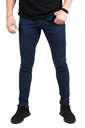 DeepSEA Erkek Lacivert Slimfit Dar Kesim Likralı Kot Pantolon 4796254