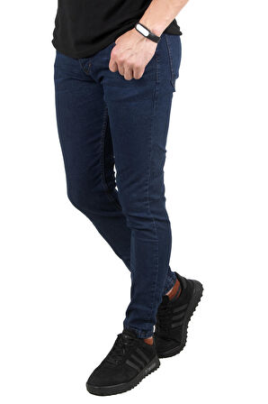 DeepSEA Erkek Lacivert Slimfit Dar Kesim Likralı Kot Pantolon 4796254