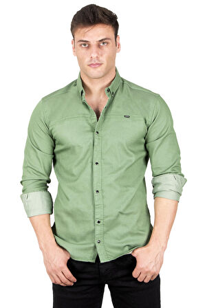 DeepSEA Erkek Yeşil Çıt Çıt Düğmeli Kot Gömlek 2300412