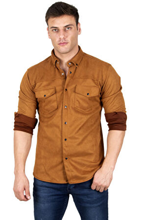 DeepSEA Erkek Taba Çift Cep Süet Gömlek 2302329