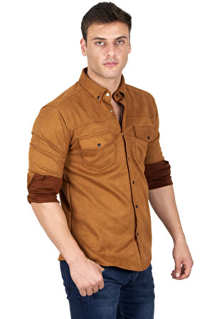 DeepSEA Erkek Taba Çift Cep Süet Gömlek 2302329