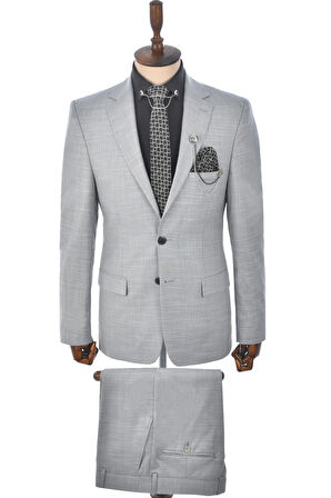 DeepSEA Erkek Açık Gri Çift Düğme Çift Yırtmaç Regular Kesim 2' li Takım Elbise 2300375