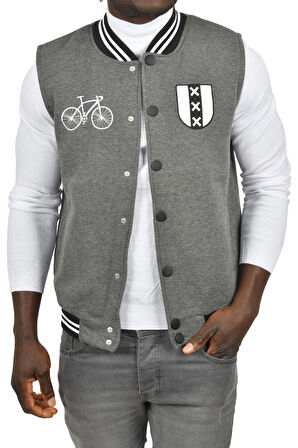 DeepSEA Erkek Antrasit Nakış İşlemeli Üç iplik içi Şardonlu Kolsuz Kolej Yelek 2304773