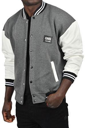 DeepSEA Erkek Antrasit İçi Şardonlu Üç İplik Armalı Kolej Ceket Kolej Yaka Mont 2304776