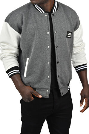DeepSEA Erkek Antrasit İçi Şardonlu Üç İplik Armalı Kolej Ceket Kolej Yaka Mont 2304776