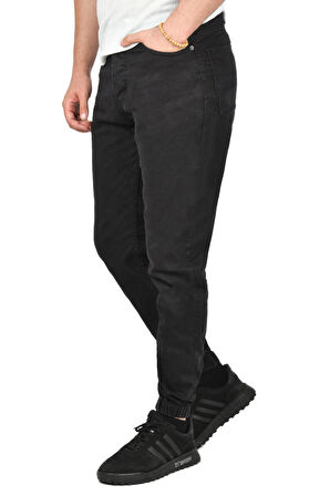 DeepSEA Erkek Siyah Skinny Fit Likralı Paçası Lastikli Jogger Pantolon 2406451