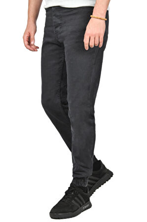 DeepSEA Erkek Füme Skinny Fit Likralı Paçası Lastikli Jogger Pantolon 2406451