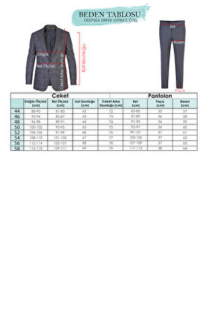 DeepSEA Erkek Antrasit Dar Kesim Çizgili Çift Düğme 2li Slim Fit Takım Elbise 2303543