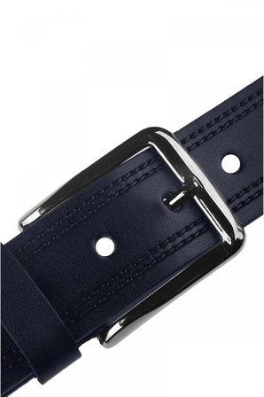 DeepSEA Erkek Lacivert 4 cm Eninde Yanları Dikiş Nakışlı Mat Suni Deri Kemer 2402611
