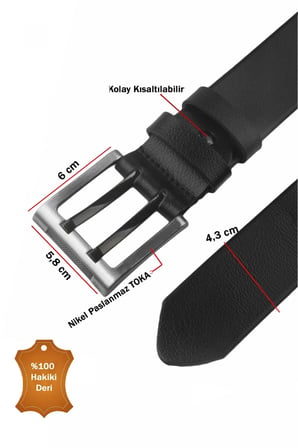 DeepSEA Erkek Siyah Çift Dilli %100 Hakiki Deri 4,5 cm Spor Kemer 2402614