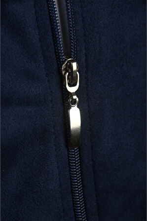 DeepSEA Erkek Lacivert Dar Kesim Likralı Fermuarlı Süet Kumaş Ceket İnce Mont 2504334