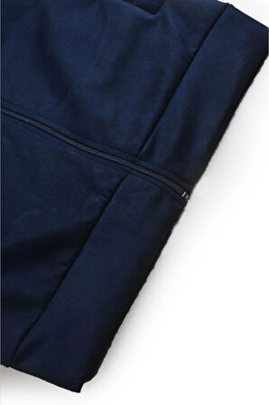 DeepSEA Erkek Lacivert Dar Kesim Likralı Fermuarlı Süet Kumaş Ceket İnce Mont 2504334