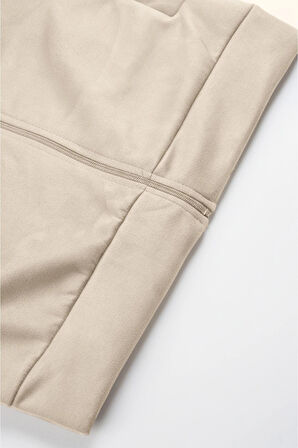 DeepSEA Erkek Bej Dar Kesim Likralı Fermuarlı Süet Kumaş Ceket İnce Mont 2504334