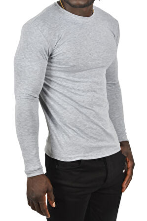DeepSEA Erkek Gri Uzun Kollu Sıfır Yaka Sweat 2300423