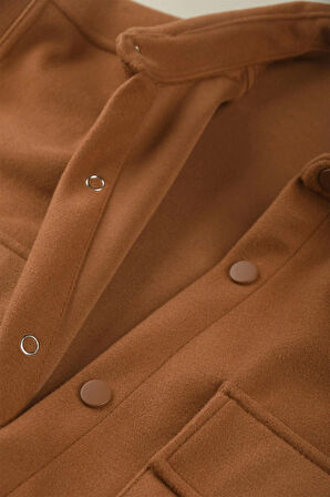 DeepSEA Erkek Kahve Dar Kesim Cepleri Kapaklı Çıtçıtlı İnce Kaşe Ceket Mont 2500559