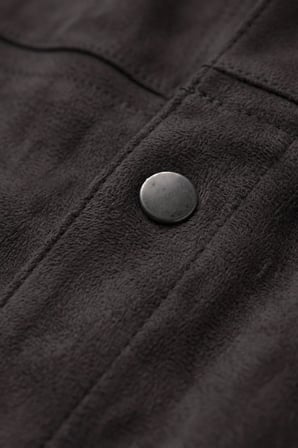 DeepSEA Erkek Siyah Likralı Çıtçıtlı Kırışmayan Süet Kumaş Slim Fit Cepsiz Mevsimlik Gömlek 2500556