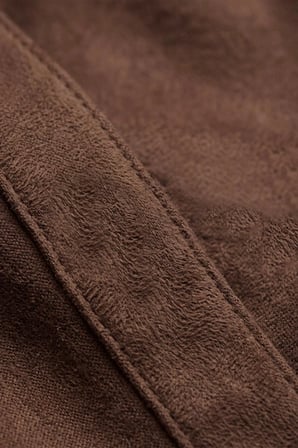 DeepSEA Erkek Kahve Likralı Çıtçıtlı Kırışmayan Süet Kumaş Slim Fit Cepsiz Mevsimlik Gömlek 2500556