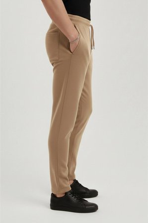 DeepSEA Erkek Camel Beli Lastikli Bağcıklı Kırışmayan Süet Kumaş Rahat Kesim Dar Paça Spor Pantolon 2505556