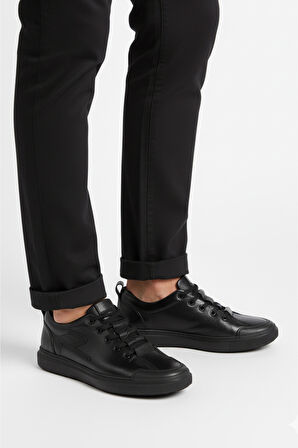 DeepSEA Erkek Siyah Hakiki Deri Ortopedik Taban Rahat Günlük Spor Ayakkabı Sneaker 2509965