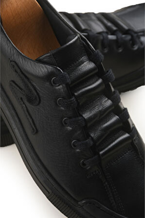 DeepSEA Erkek Siyah Hakiki Deri Ortopedik Taban Rahat Günlük Spor Ayakkabı Sneaker 2509965