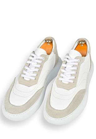 DeepSEA Erkek Beyaz Bağcıklı Eva Taban Hakiki Deri Ortopedik Spor Ayakkabı Sneaker2509966