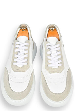 DeepSEA Erkek Beyaz Bağcıklı Eva Taban Hakiki Deri Ortopedik Spor Ayakkabı Sneaker2509966